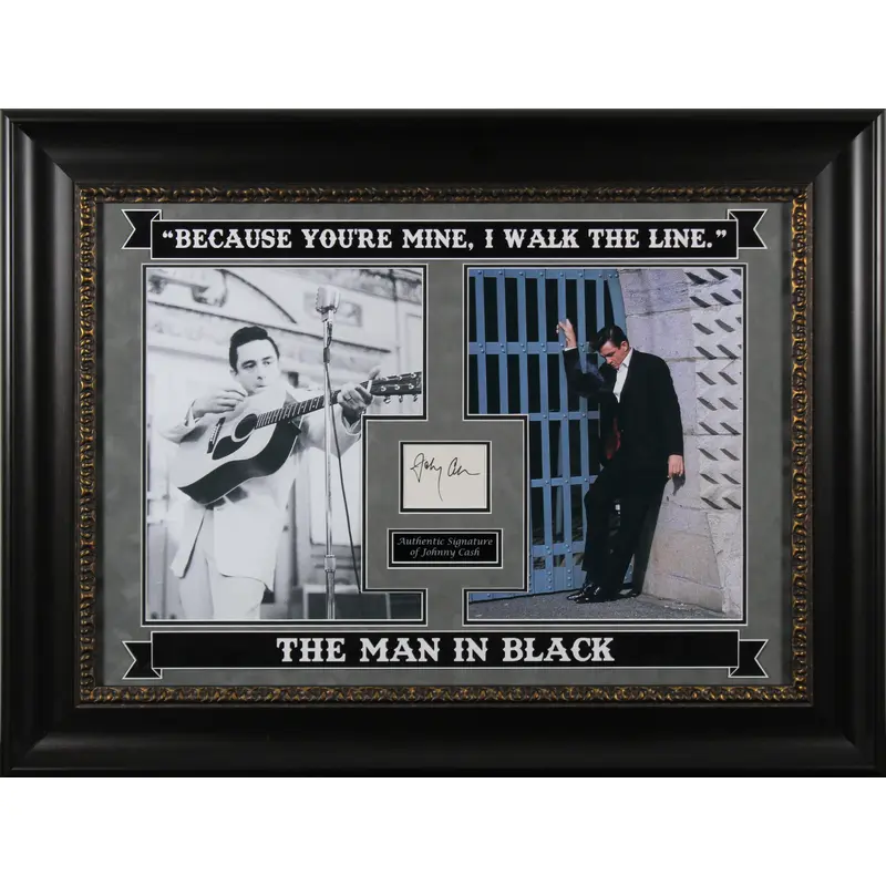 Johnny Cash Authentic Signed 3x5 Index Card Framed Display BAS #AD04932