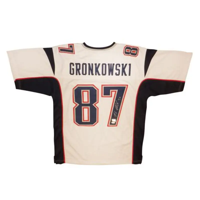 Rob Gronkowski Autographed New England Patriots (White #87) Custom Jersey - PSADNA