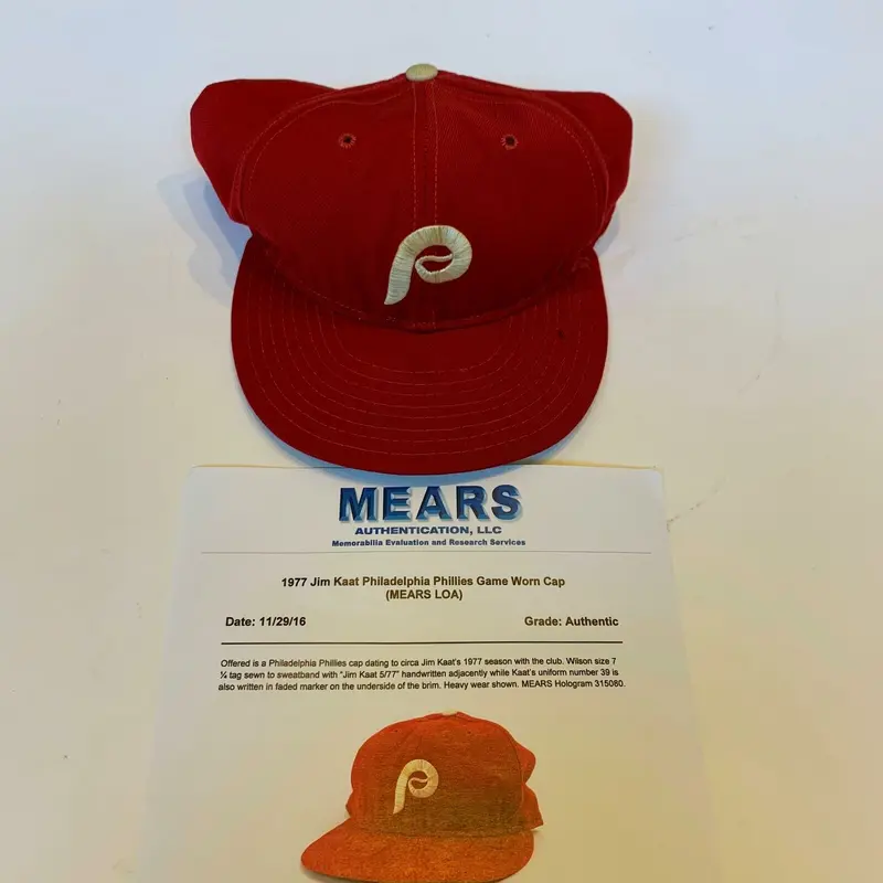1977 Jim Kaat Game Used Philadelphia Phillies Hat Cap With Mears COA