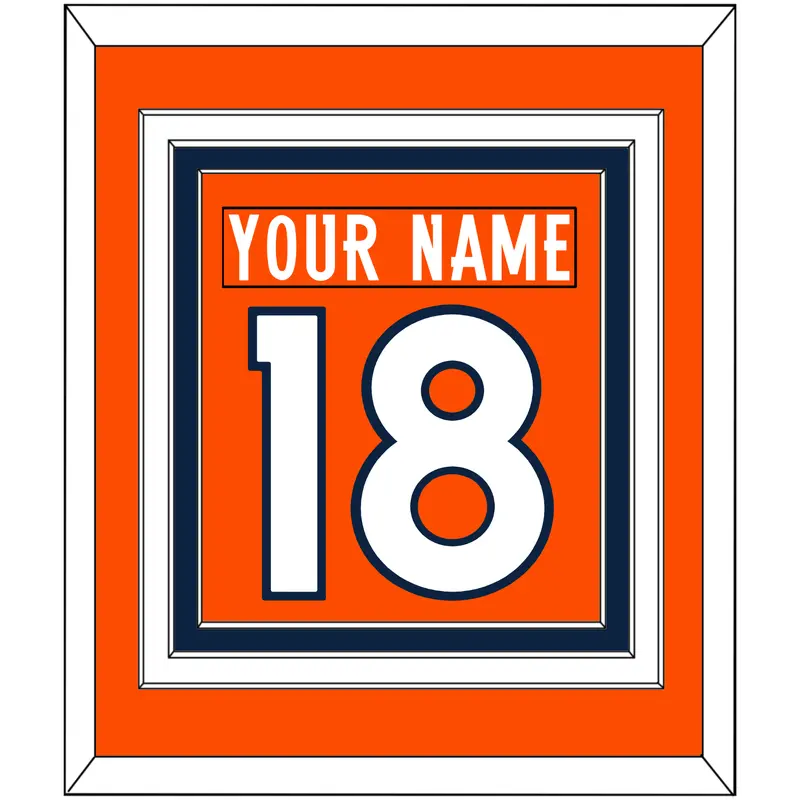 Denver Nameplate & Number (Back) Combined - Home Orange (2012-2023) - Triple Mat 2