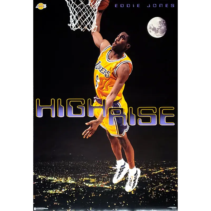 Eddie Jones "High Rise" Los Angeles Lakers NBA Action Poster - Costacos Brothers 1997