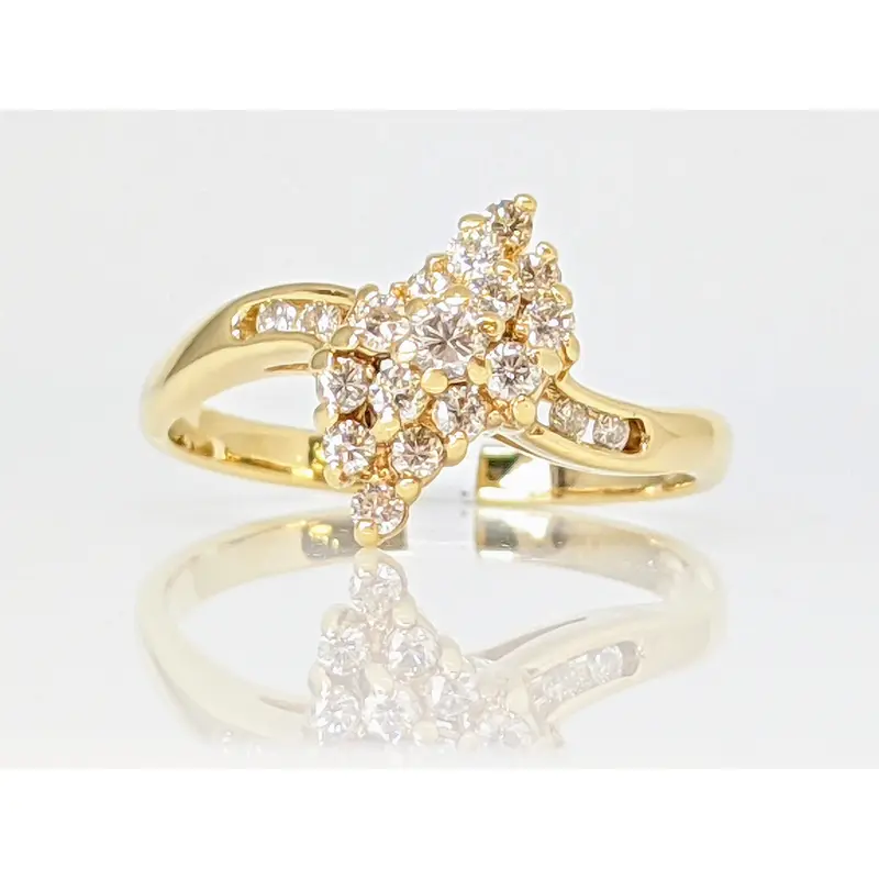 14K .49 CARAT TOTAL WEIGHT SI2 I DIAMOND ROUND (19) CLUSTER ESTATE RING 2.8 GRAMS