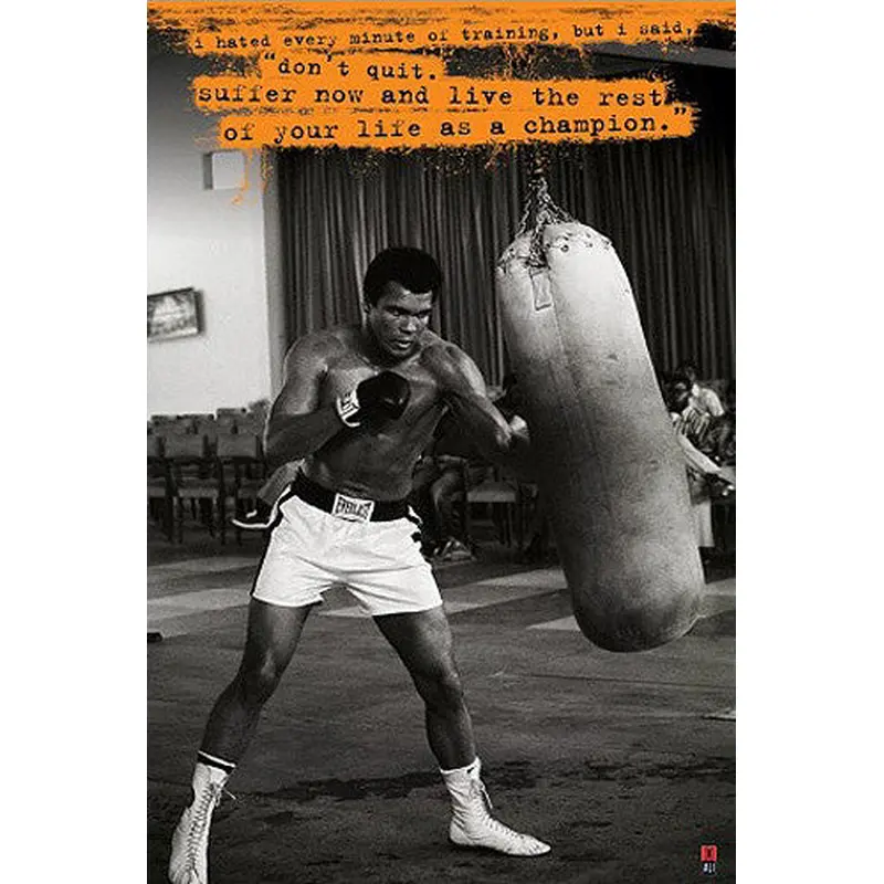 Muhammad Ali "Don't Quit" (Heavy Bag Training) Boxing Poster - Pyramid 2010