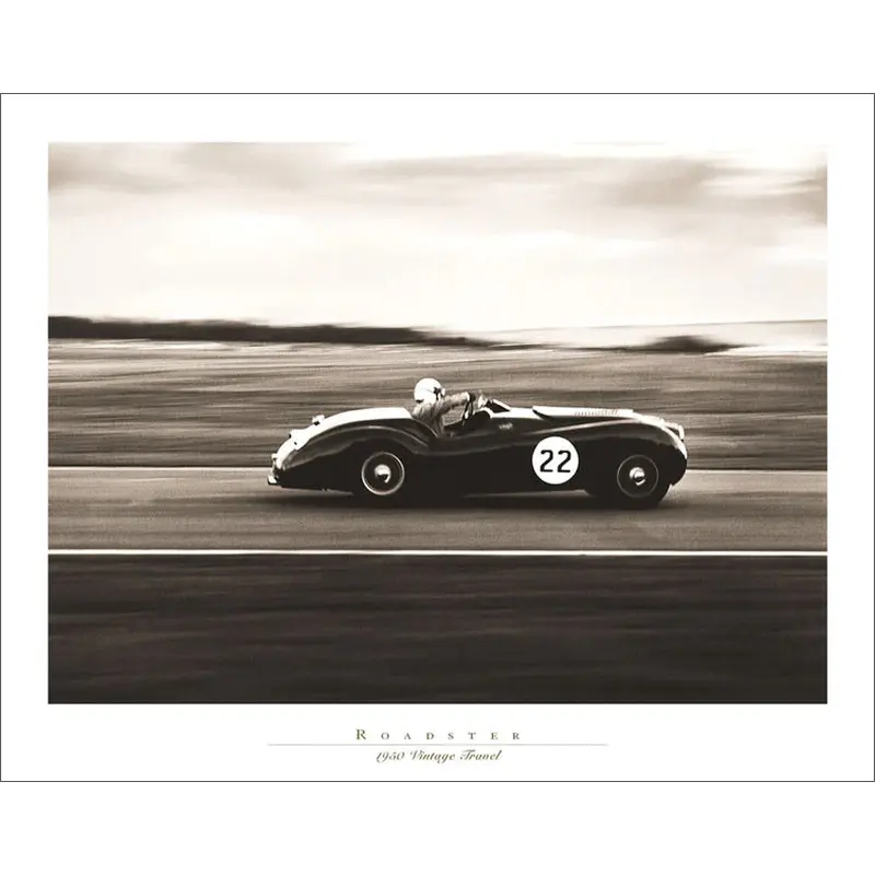 Roadster 1950 Vintage Jaguar Car Racing Poster Print - Unwrapped Collection