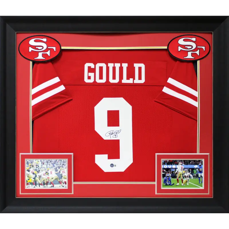 Robbie Gould Authentic Signed Red Pro Style Framed Jersey Autographed BAS Wit