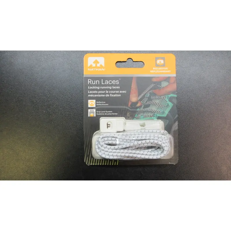 New Nathan Locking Reflecting Run Laces White