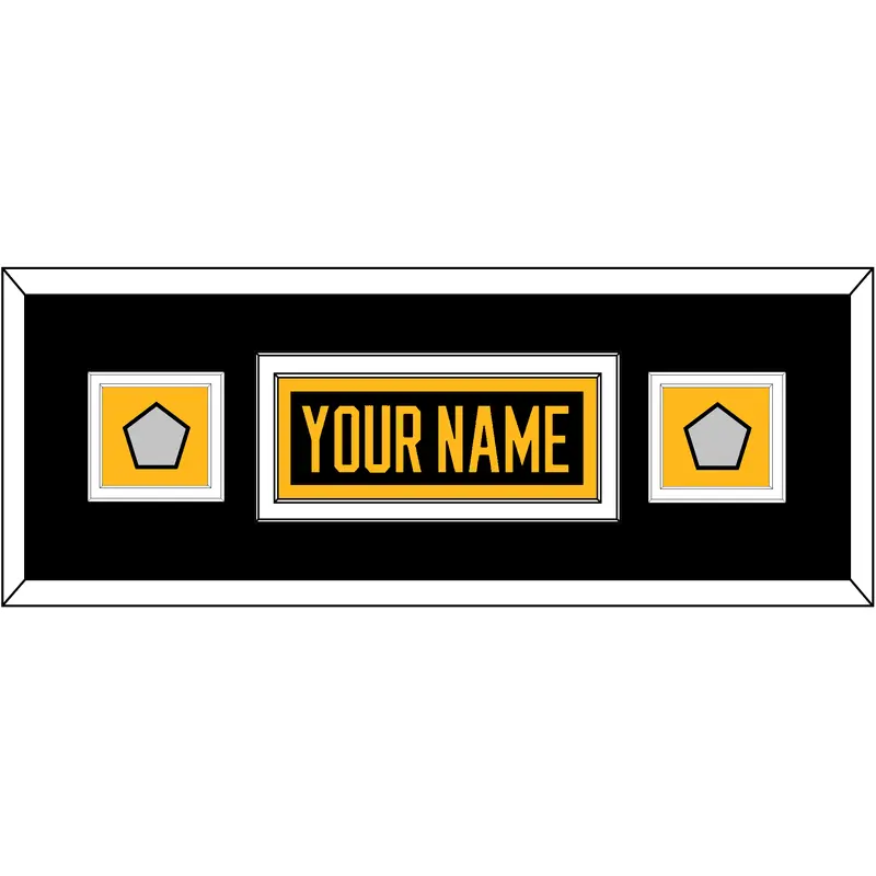 Pittsburgh Nameplate & 2 Stanley Cup Finals Patches - Road Black (1988-1992) - Double Mat 6