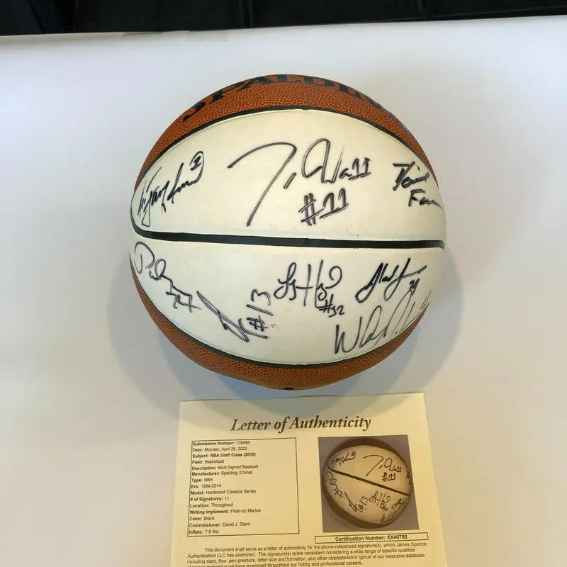 2010 NBA Draft Class Multi Signed Basketball Derrick Favors John Wall JSA COA