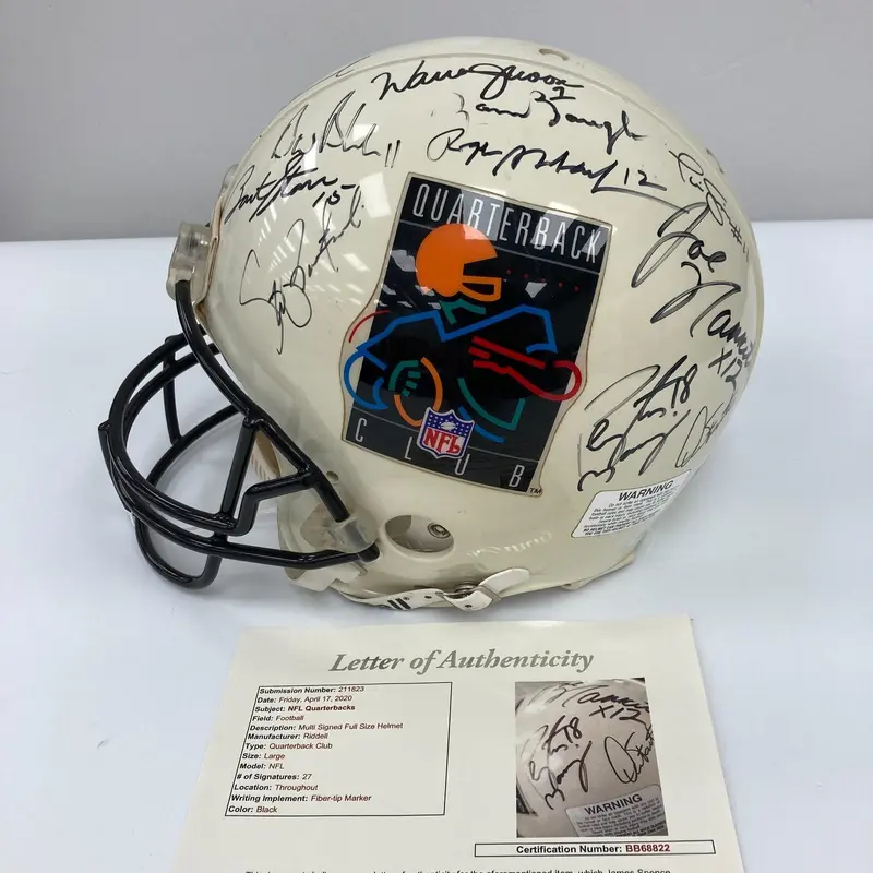 Bart Starr Joe Montana Dan Marino Quarterback Legends Signed Helmet 27 Sigs JSA
