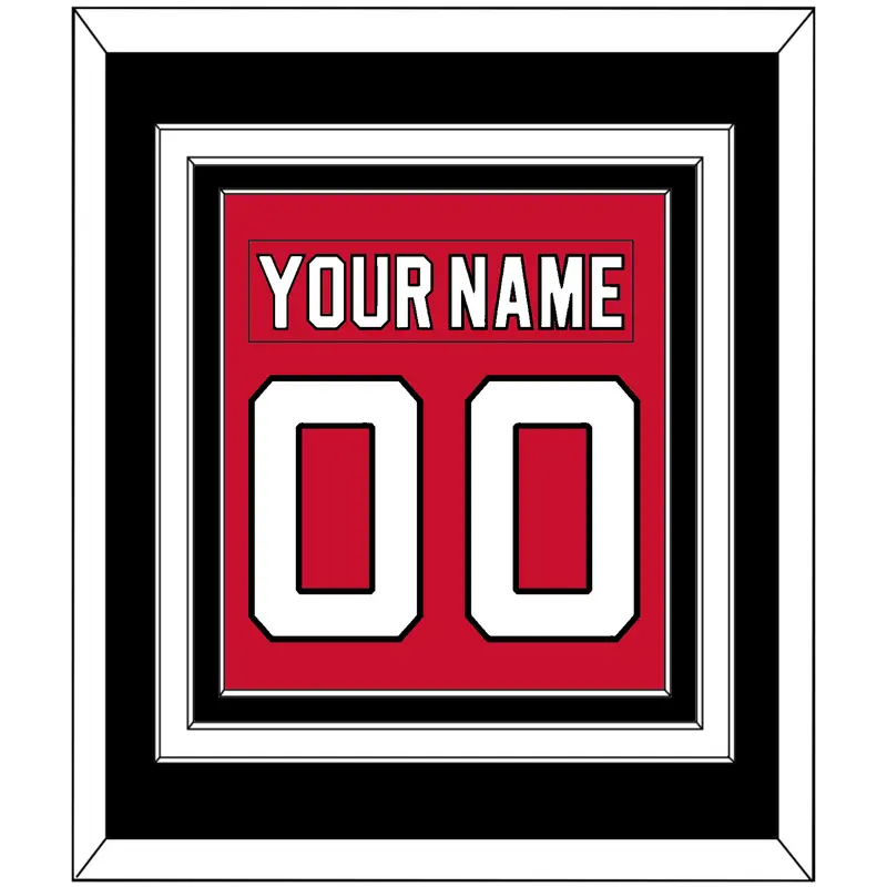 New Jersey Nameplate & Number (Back) Combined - Road Red (1992-2007) - Triple Mat 3
