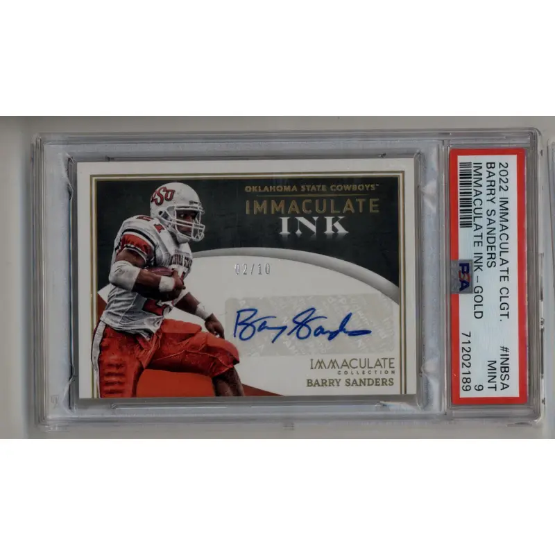 Barry Sanders 2022 Immaculate Collegiate Ink Gold 02/10 PSA 9 Mint