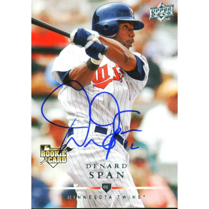 Twins Denard Span Authentic Signed Card 2008 Upper Deck #718 Autographed w/ COA