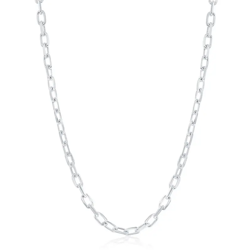 Sterling Silver 4.1mm Anchor Chain - Rhodium Plated