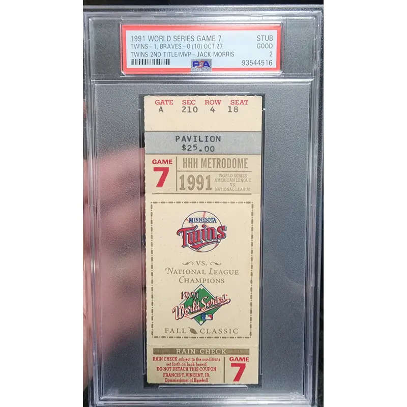 1991 World Series Game 7 Ticket Stub PSA 2 Good