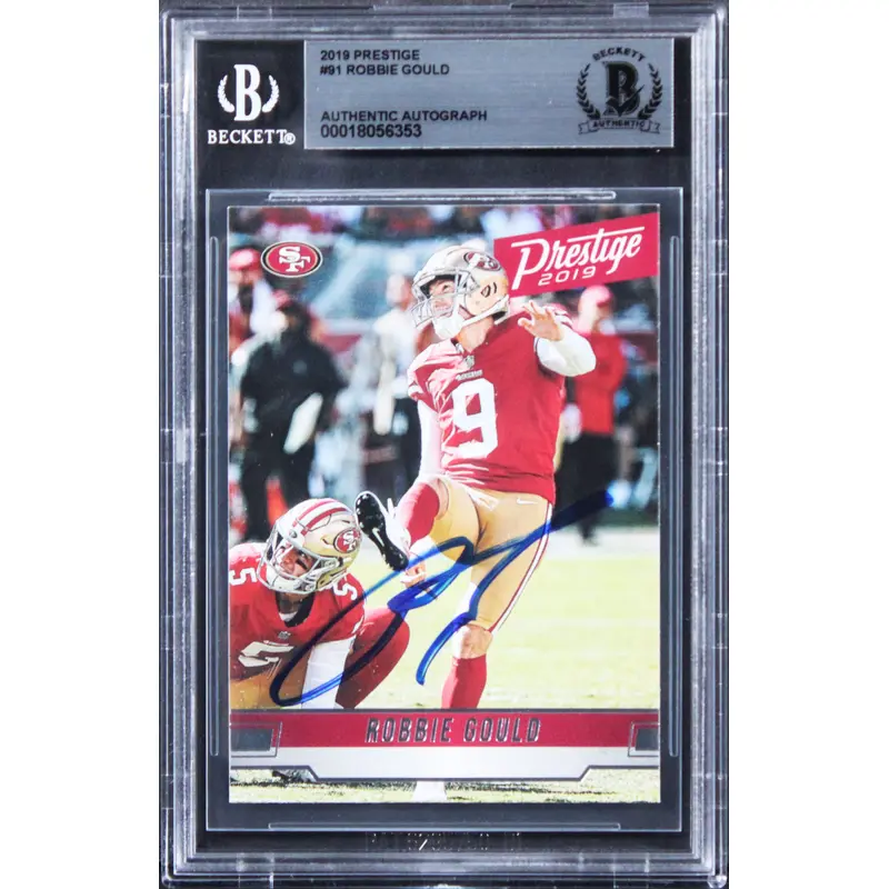49ers Robbie Gould Authentic Signed 2019 Prestige #91 Card BAS Slabbed 2