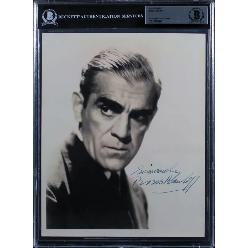 Boris Karloff Dracula Sincerely Authentic Signed 8x10 Photo BAS Slabbed