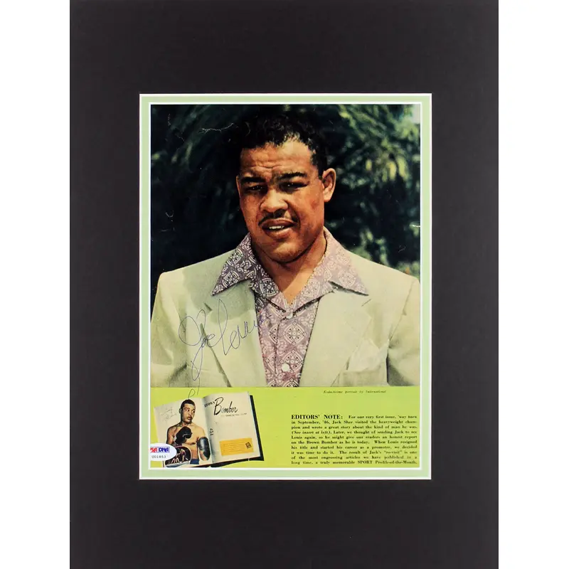 Joe Louis Authentic Signed Matted Magazine Page Autographed PSA/DNA #U01853