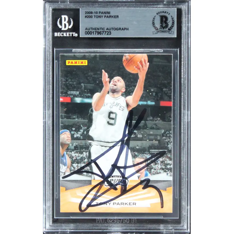 Spurs Tony Parker Authentic Signed 2009 Panini #200 Card BAS Slabbed