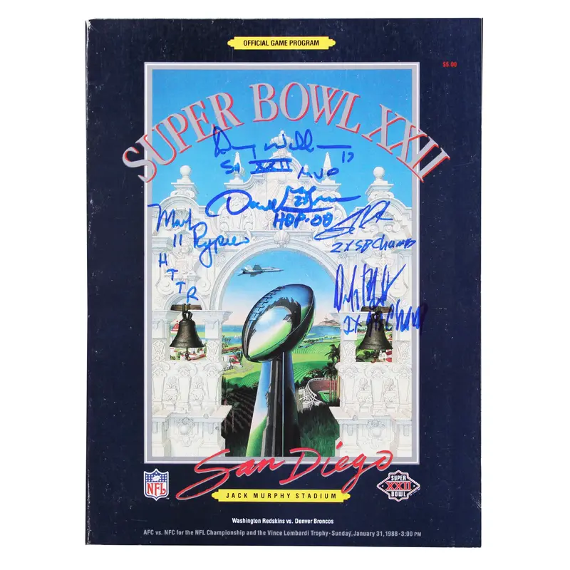 Washington (5) Rypien, Williams, Green, Clark, Manley Signed SB XXII Program BAS
