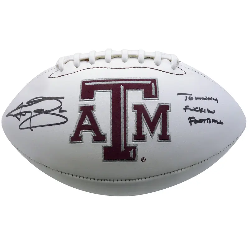 Johnny Manziel Autographed Texas AM Aggies Logo Football w/ "Johnny Fn Football" - JSA