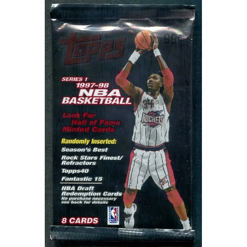 1997/98 Topps Basketball Unopened Series 1 Pack (Retail) (Pre-Priced) (8)
