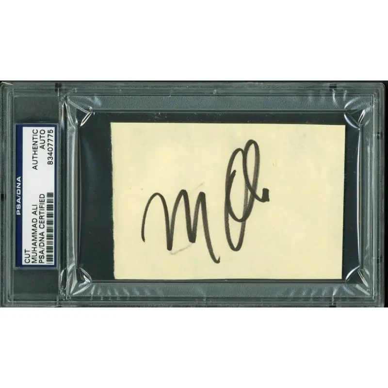 Muhammad Ali Boxing Authentic Signed 3X4.5 Cut Autographed PSA/DNA Slabbed