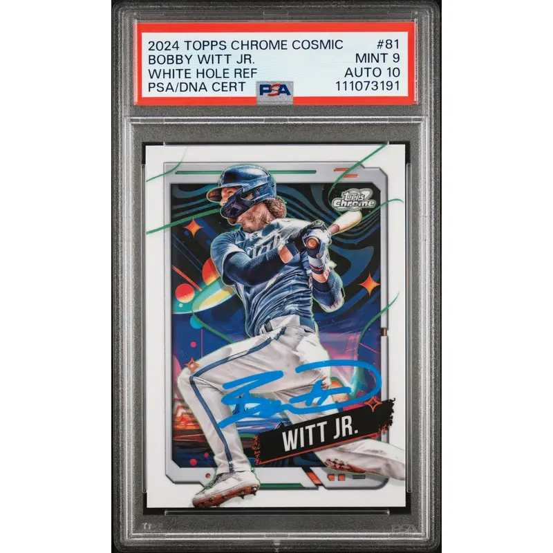 Bobby Witt Jr. Signed 2024 Topps Chrome Cosmic #81 Card 9 Auto 10! PSA Slabbed