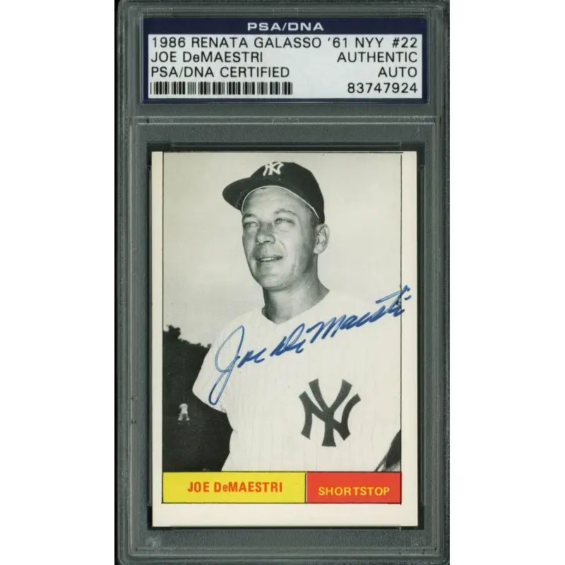 Yankees Joe Demaestri Signed Card 1986 Renata Galasso ' 61 Nyy #22 PSA Slabbed