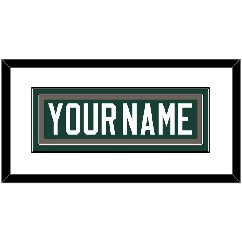 Michigan State Hockey Nameplate - Road Green (2006-2007) - Double Mat 1
