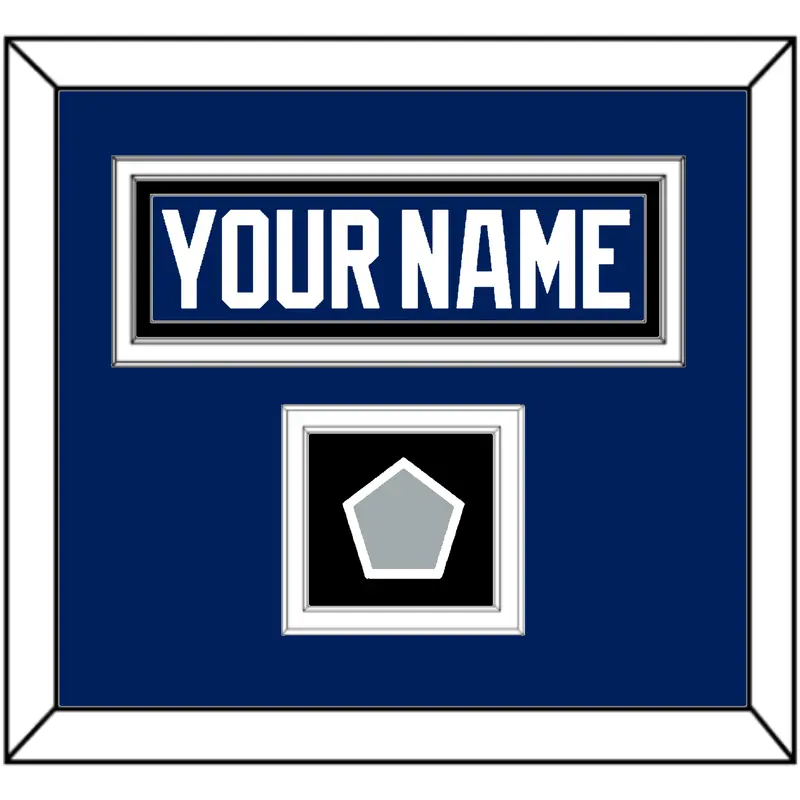 Tampa Bay Nameplate & 2020 Or 2021 Stanley Cup Champions Patch - Home Blue - Double Mat 3