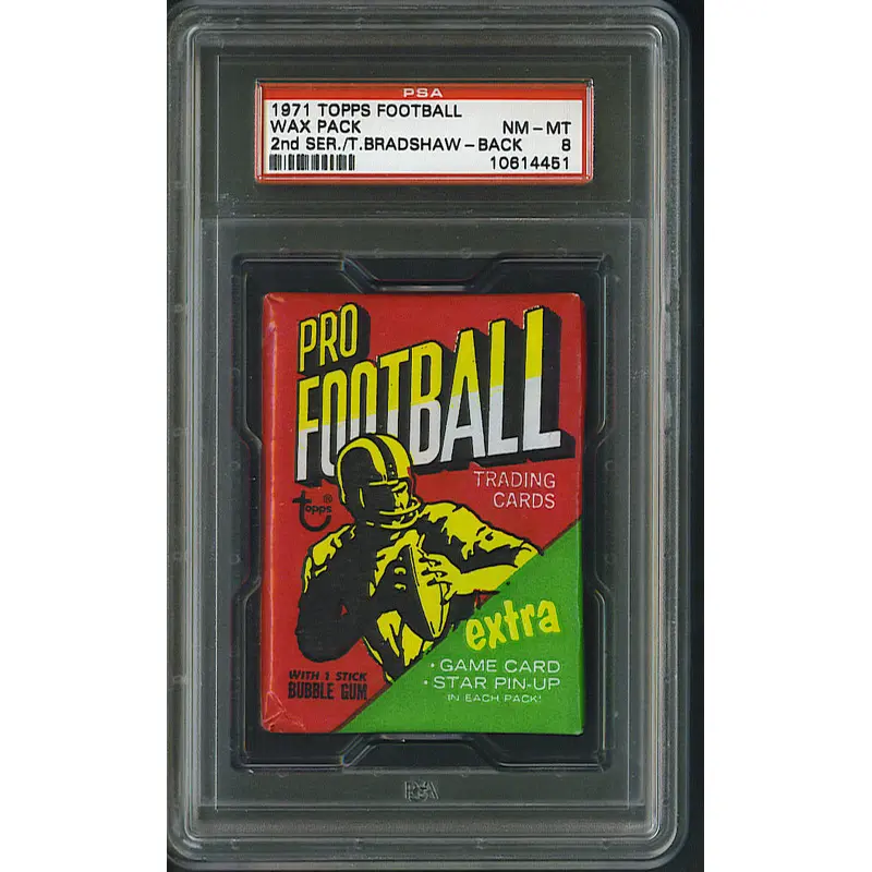 1971 Topps Football Unopened Wax Pack PSA 8  Bradshaw Back