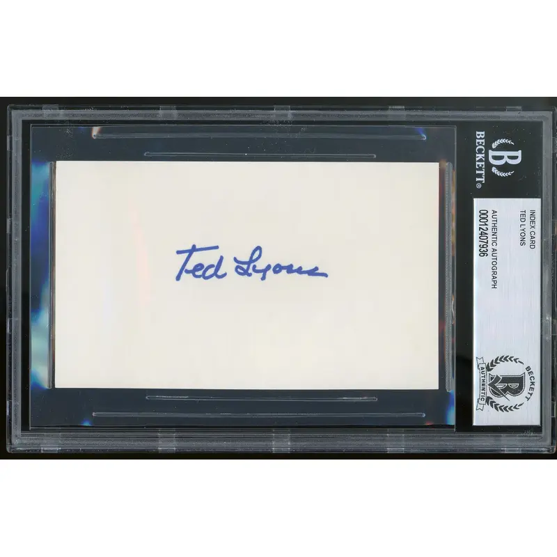 White Sox Ted Lyons Authentic Signed 3x5 Index Card Autographed BAS Slabbed
