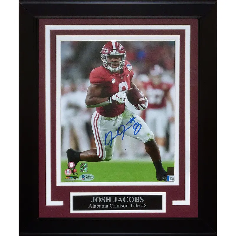 Josh Jacobs Autographed Alabama Crimson Tide Deluxe Framed 8x10 Photo -Beckett