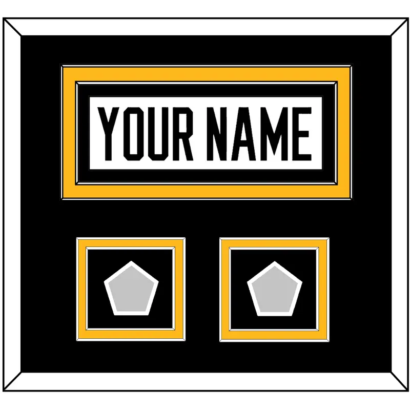 Pittsburgh Nameplate & 2 Stanley Cup Finals Patches - Road White - Double Mat 4