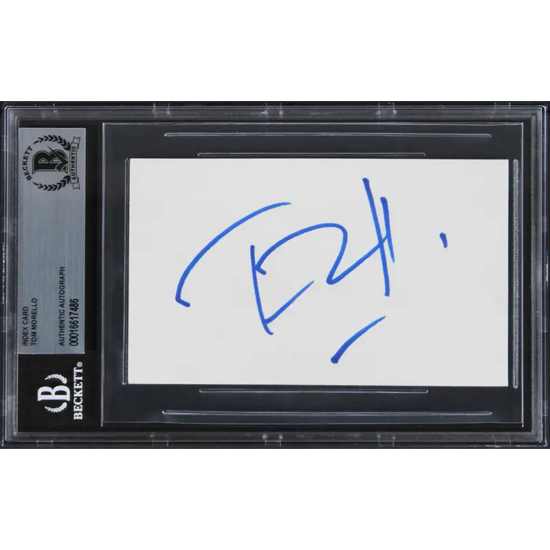 Tom Morello Rage Against the Machine Signed 3x5 Index Card BAS Slabbed