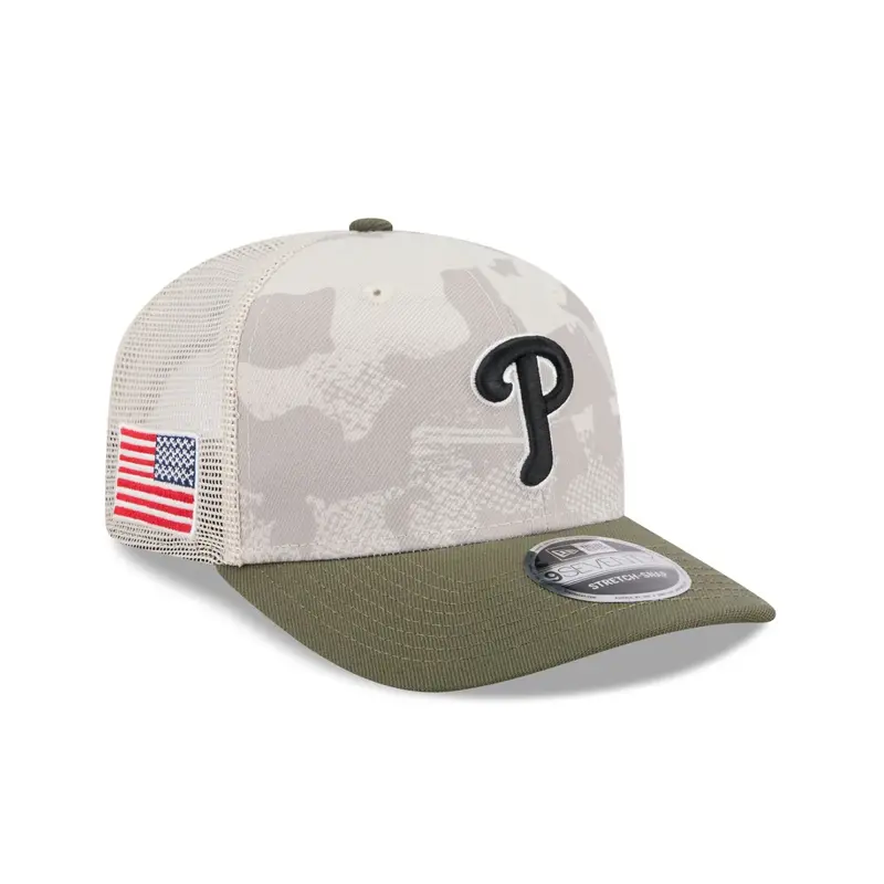 New Era - 9SEVENTY Stretch Fit - Philadelphia Phillies - Armed Forces (2025) - Stone/Olive