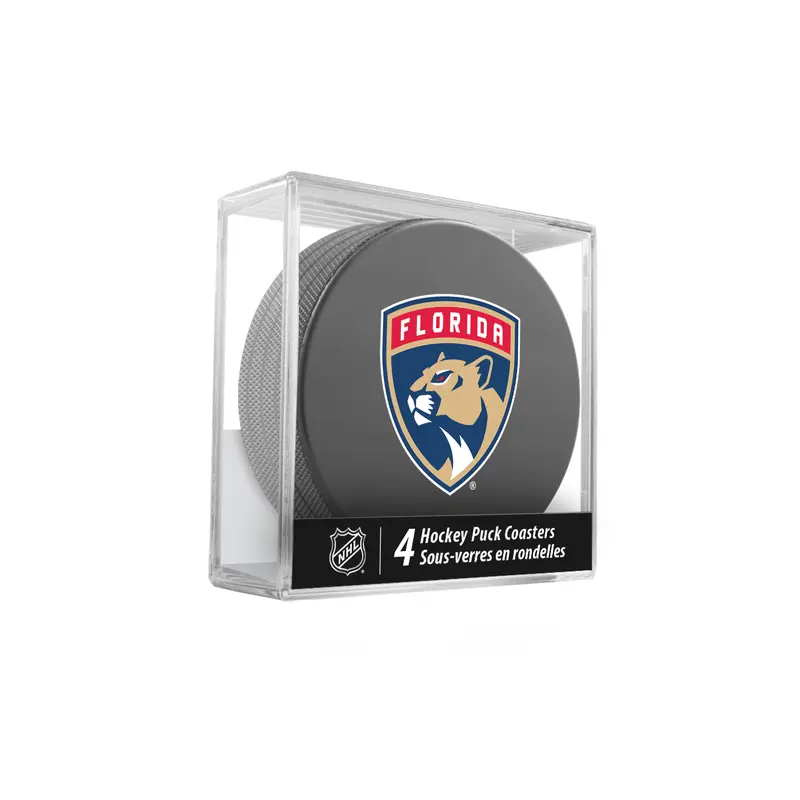 NHL Florida Panthers Hockey Puck Drink Coasters (4-Pack) In Cube
