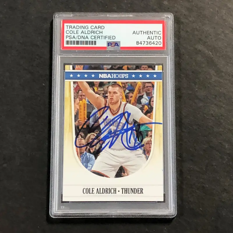2011-12 Panini Basketball #168 Cole Aldrich Signed Card AUTO PSA Slabbed Thunder