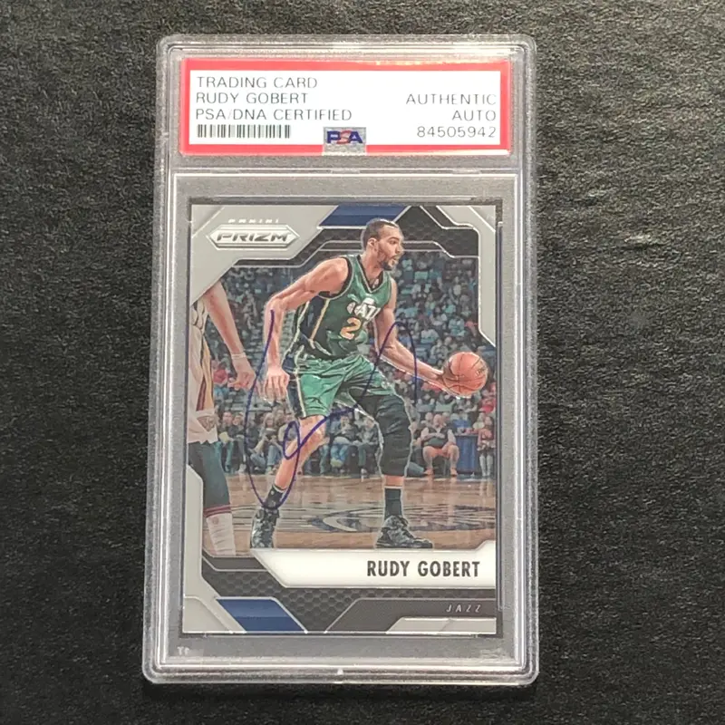 2016-17 PANINI PRIZM #102 Rudy Gobert Signed Card AUTO PSA Slabbed Jazz