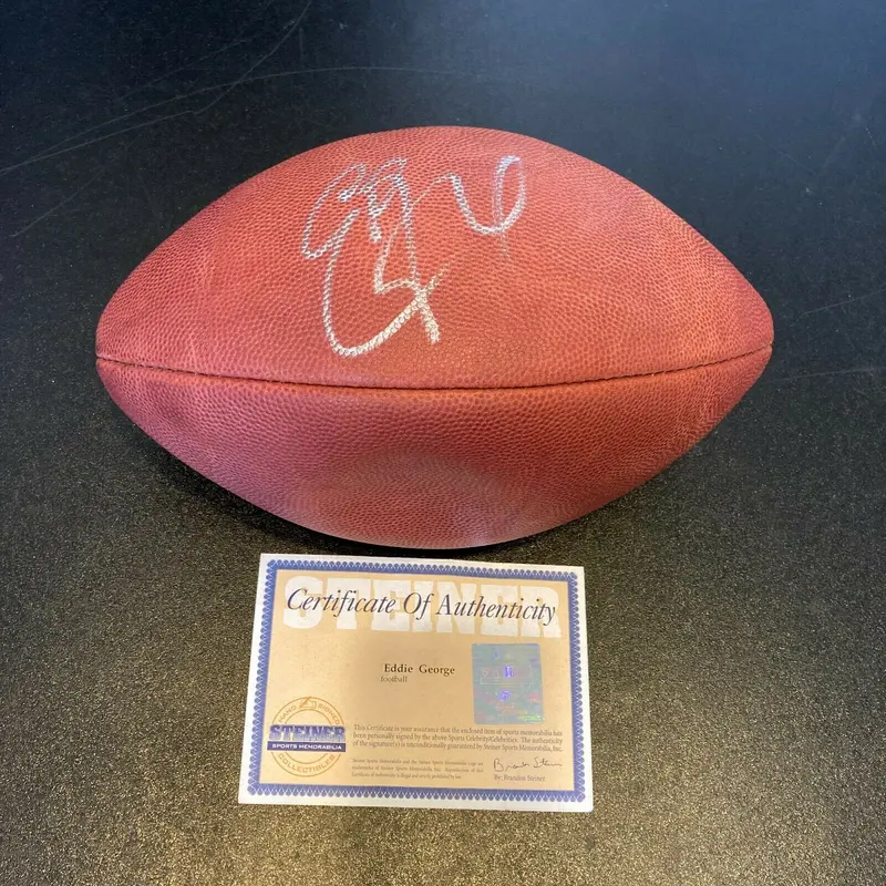 Eddie George Signed Official NFL Wilson Game Football Steiner COA