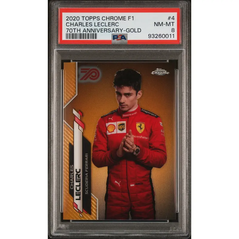 Charles Leclerc 2020 Topps Chrome F1 #4 20th Anniversary Gold PSA 8 Nm-Mint