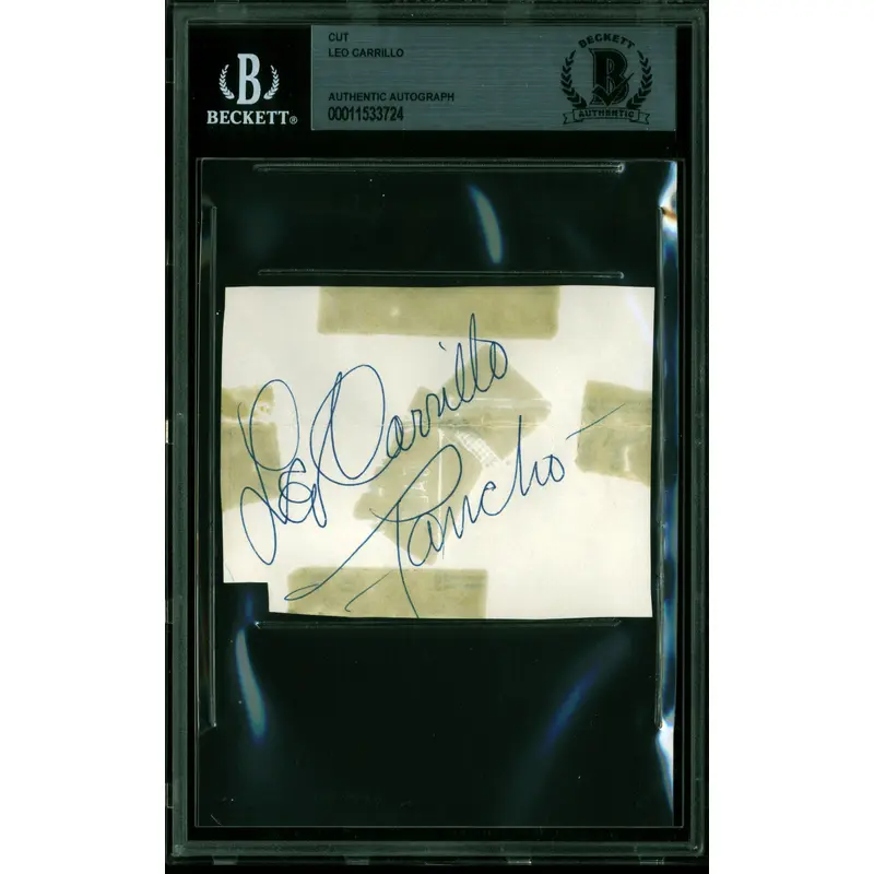 Leo Carrillo The Cisco Kid "Pancho" Signed 2.75x3.5 Cut Signature BAS Slabbed