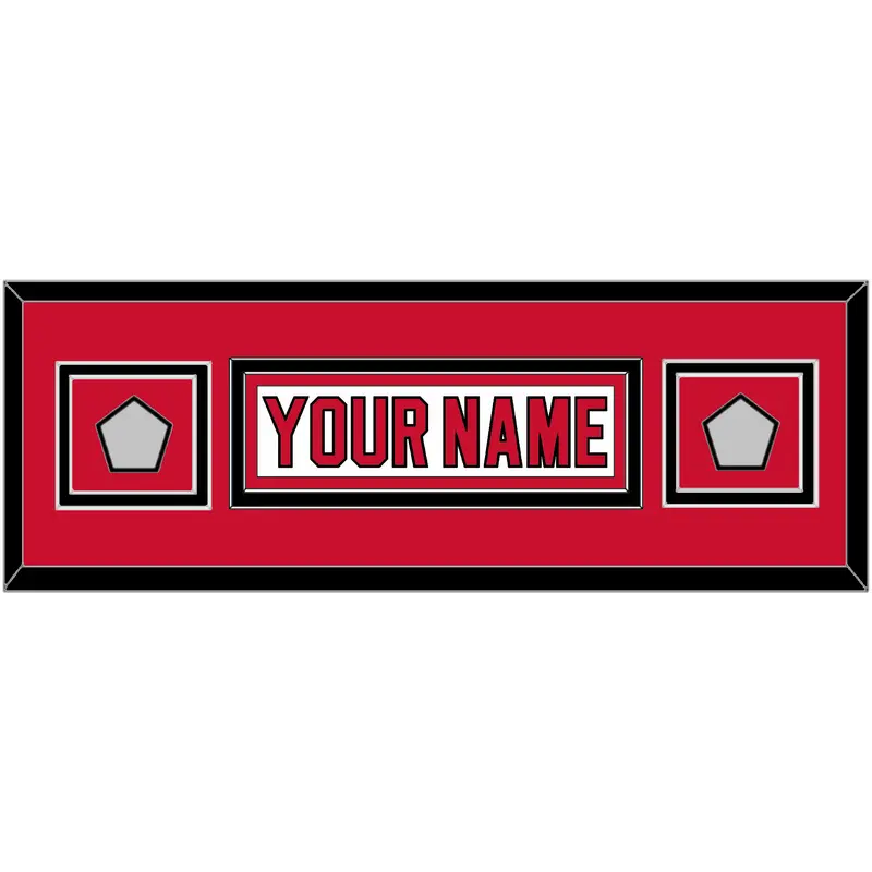 New Jersey Nameplate & 2 Stanley Cup Finals Patches - Home White (1992-2007) - Double Mat 4