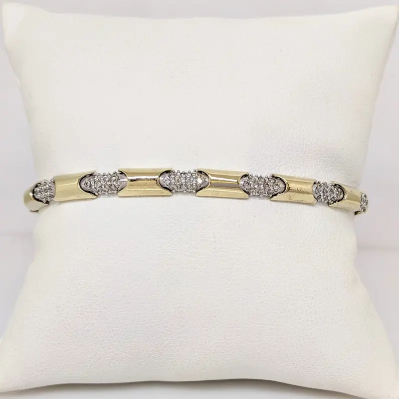 14K 2.00 CARAT TOTAL WEIGHT I1 H DIAMOND ROUND (130) ESTATE BRACELET 9.2 GRAMS