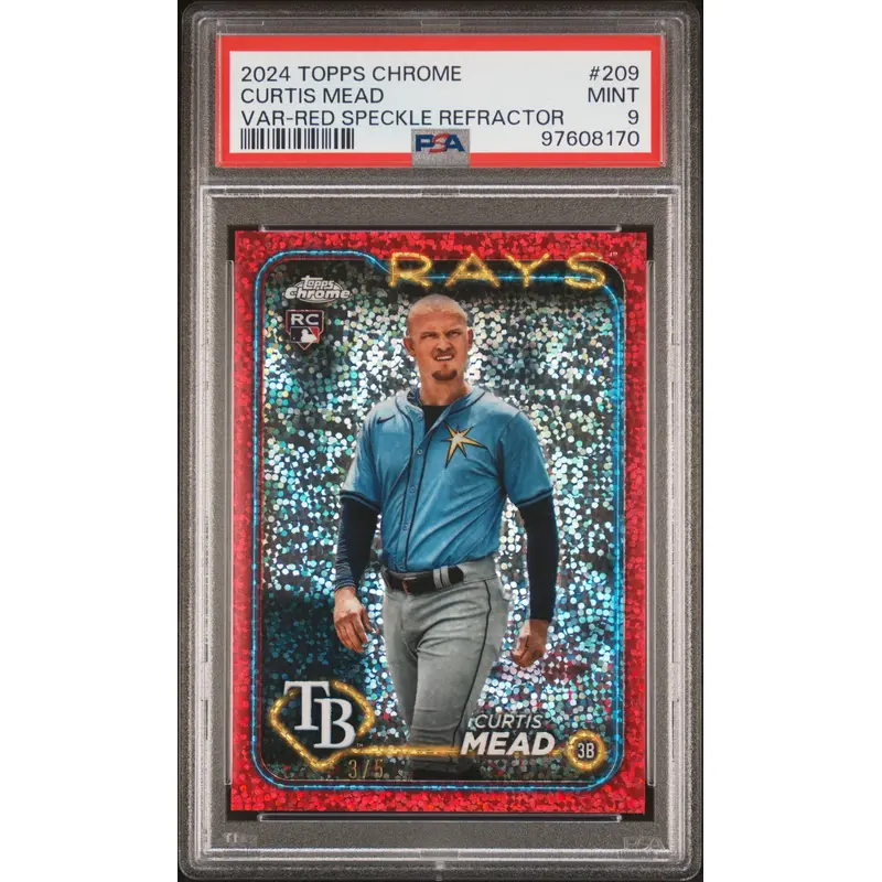 Curtis Mead 2024 Topps Chrome Variation Red Speckle Refractor #3/5 PSA 9 Mint