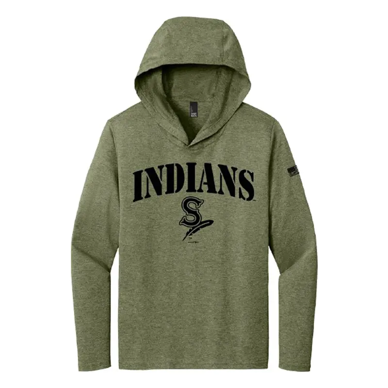Spokane Indians Military Green Tri-Blend Hooded Tee