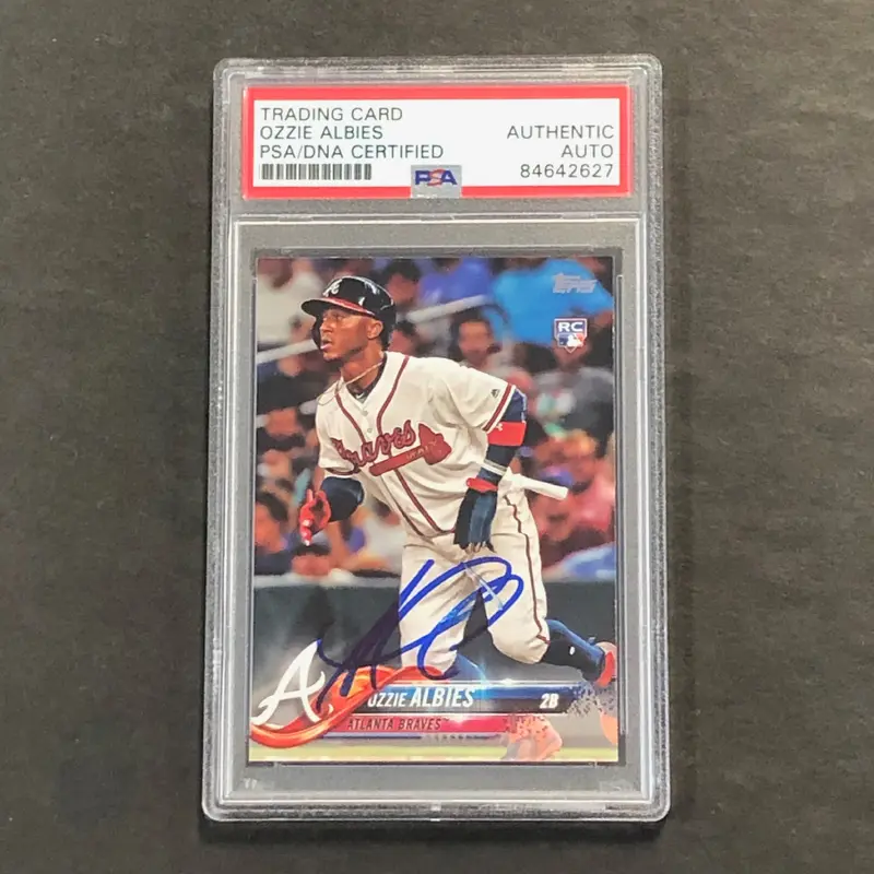 2018 MLB Topps Series #276 Ozzie Albies Signed Card PSA Slabbed Auto Atlanta Braves