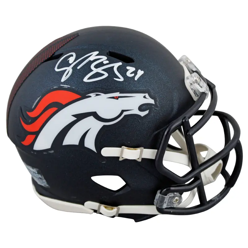 Broncos Champ Bailey Authentic Signed 2024 Speed Mini Helmet BAS Witnessed