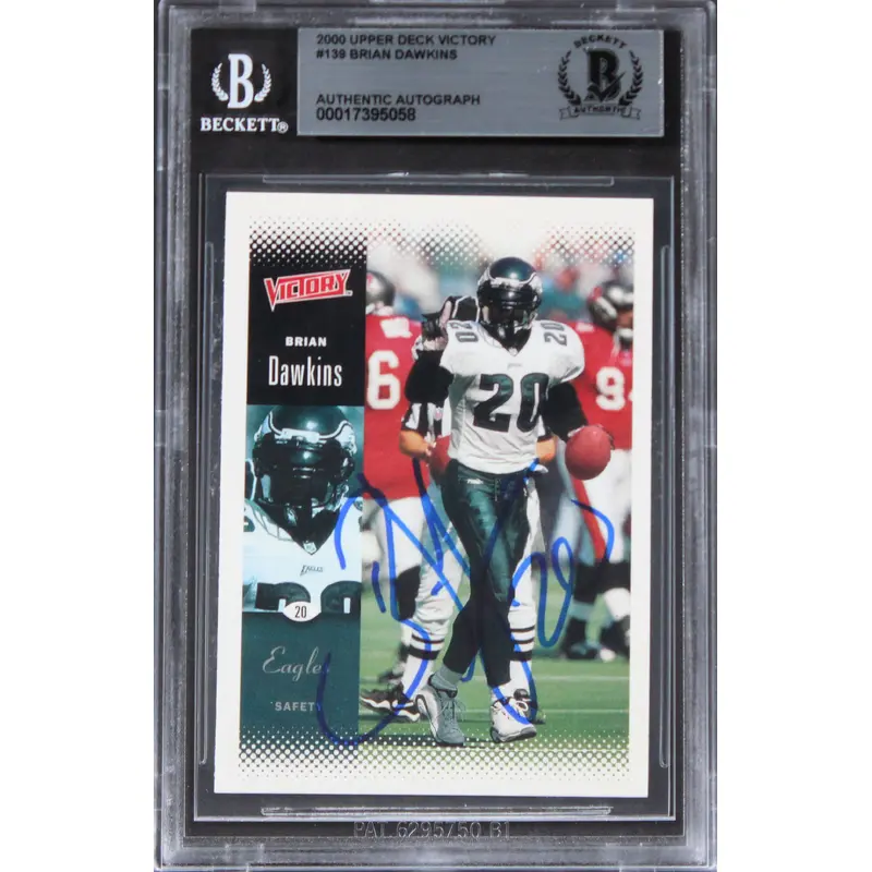 Eagles Brian Dawkins Signed 2000 Upper Deck Victory #139 Card BAS Slabbed