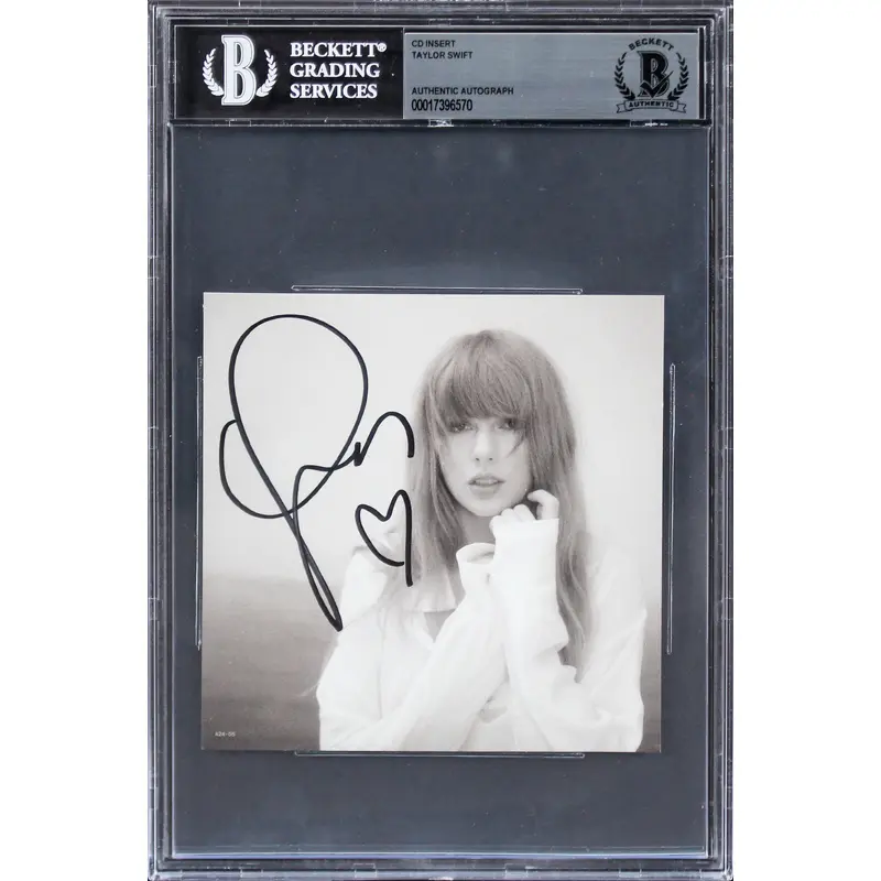 Taylor Swift Signed The Tortured Poets Department CD Insert w/ Heart BAS Slabbed